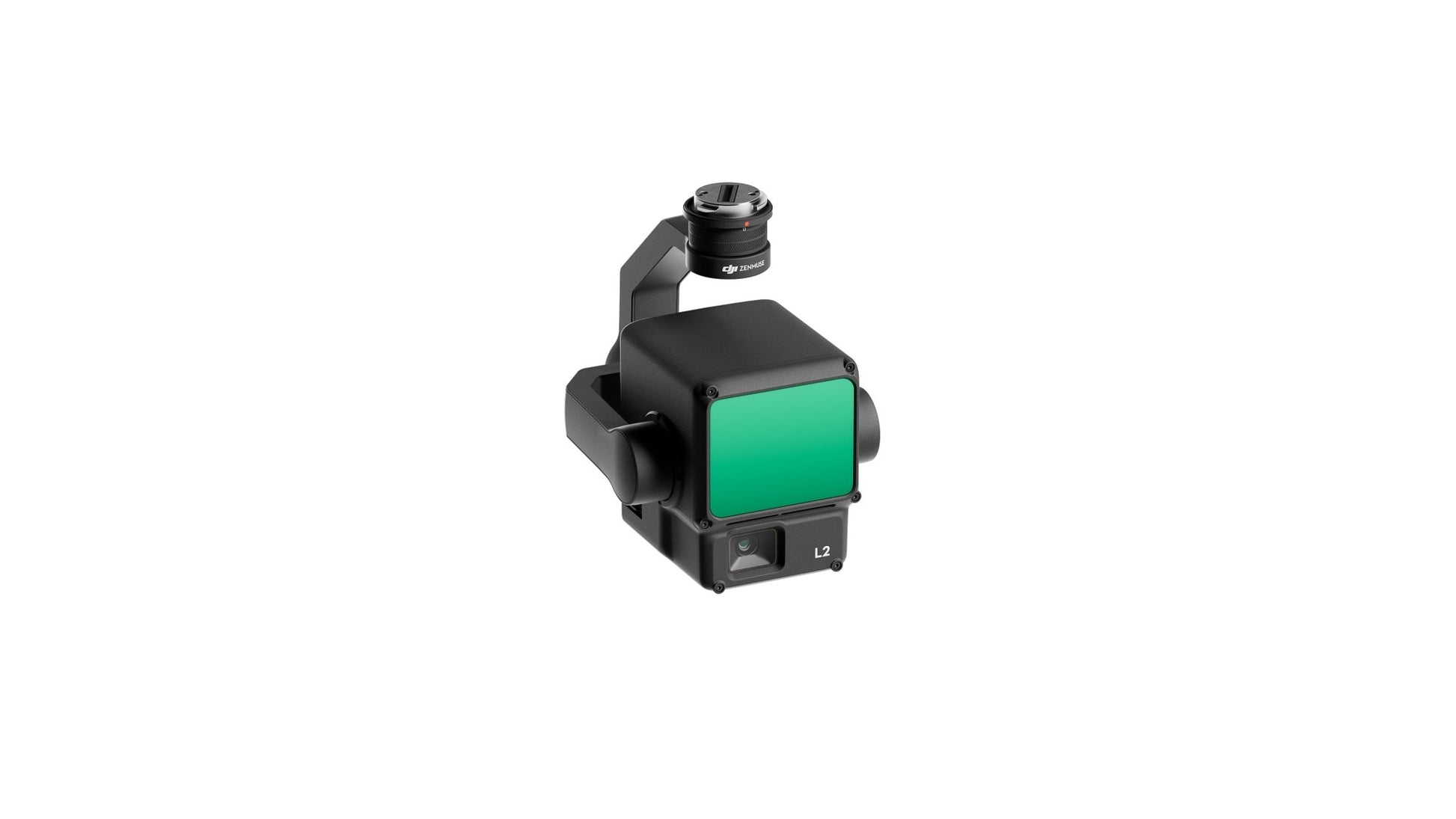 DJI Zenmuse L2 facing right displayed on a downward angle.
