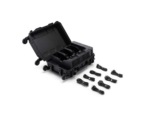 DJI BS100 Intelligent Battery Station displayed on an angle with its cables.