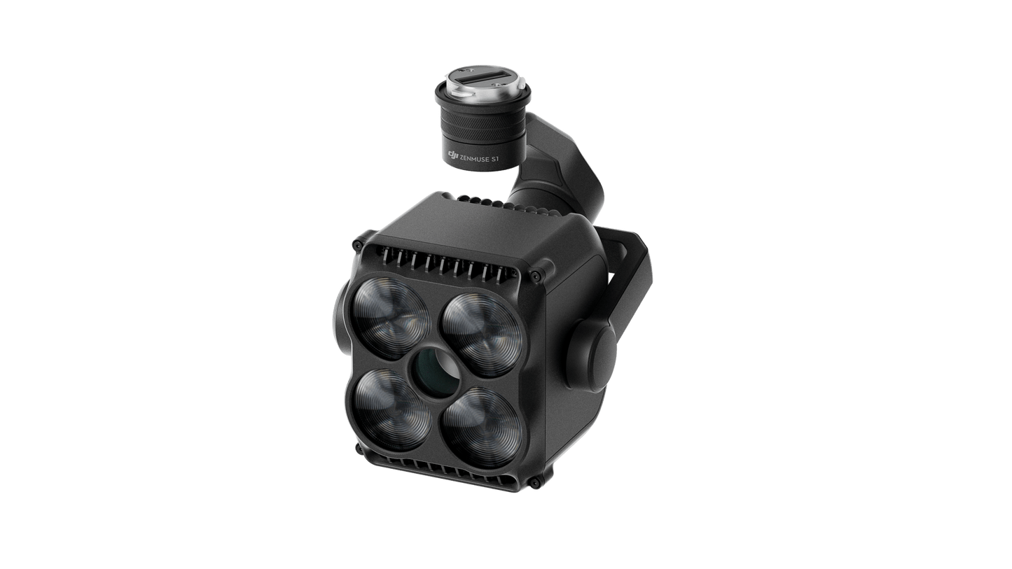 The DJI Zenmuse S1 spotlight on a downward, left-facing angle.