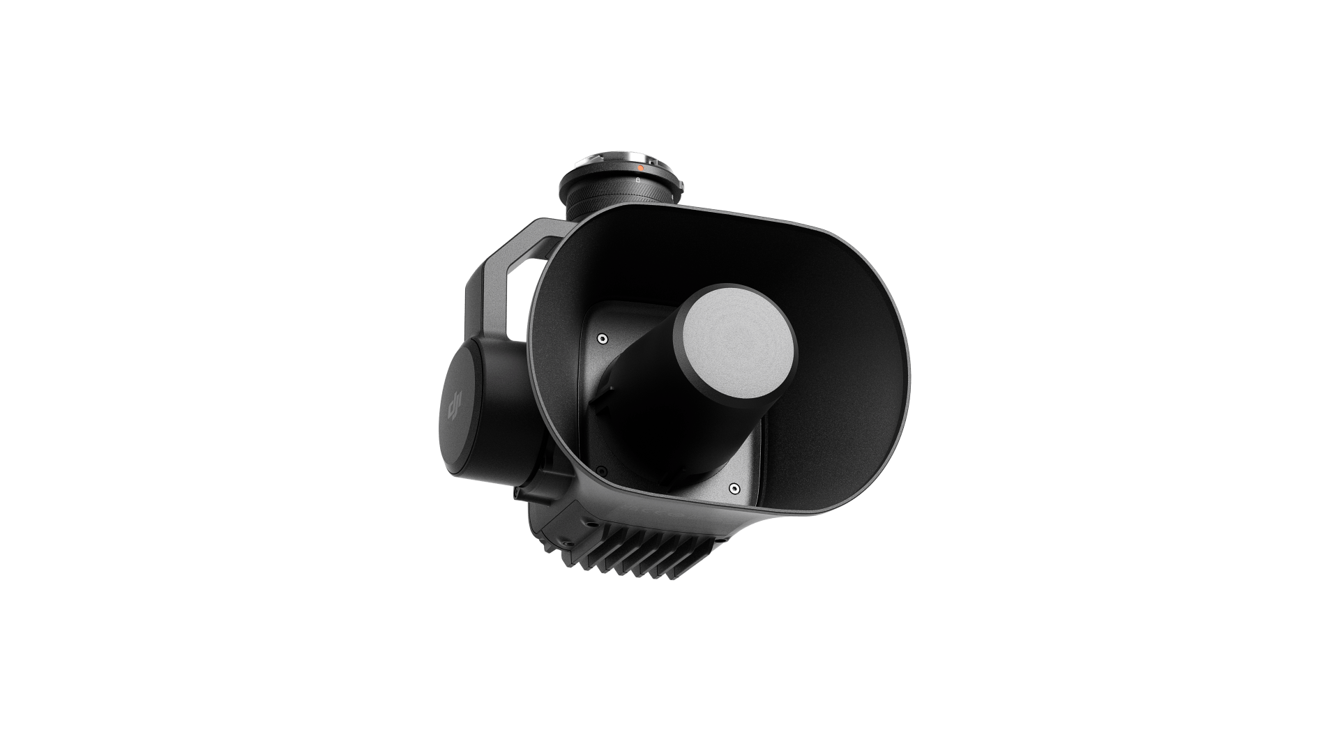 The DJI Zenmuse V1 speaker on a right-facing angle.