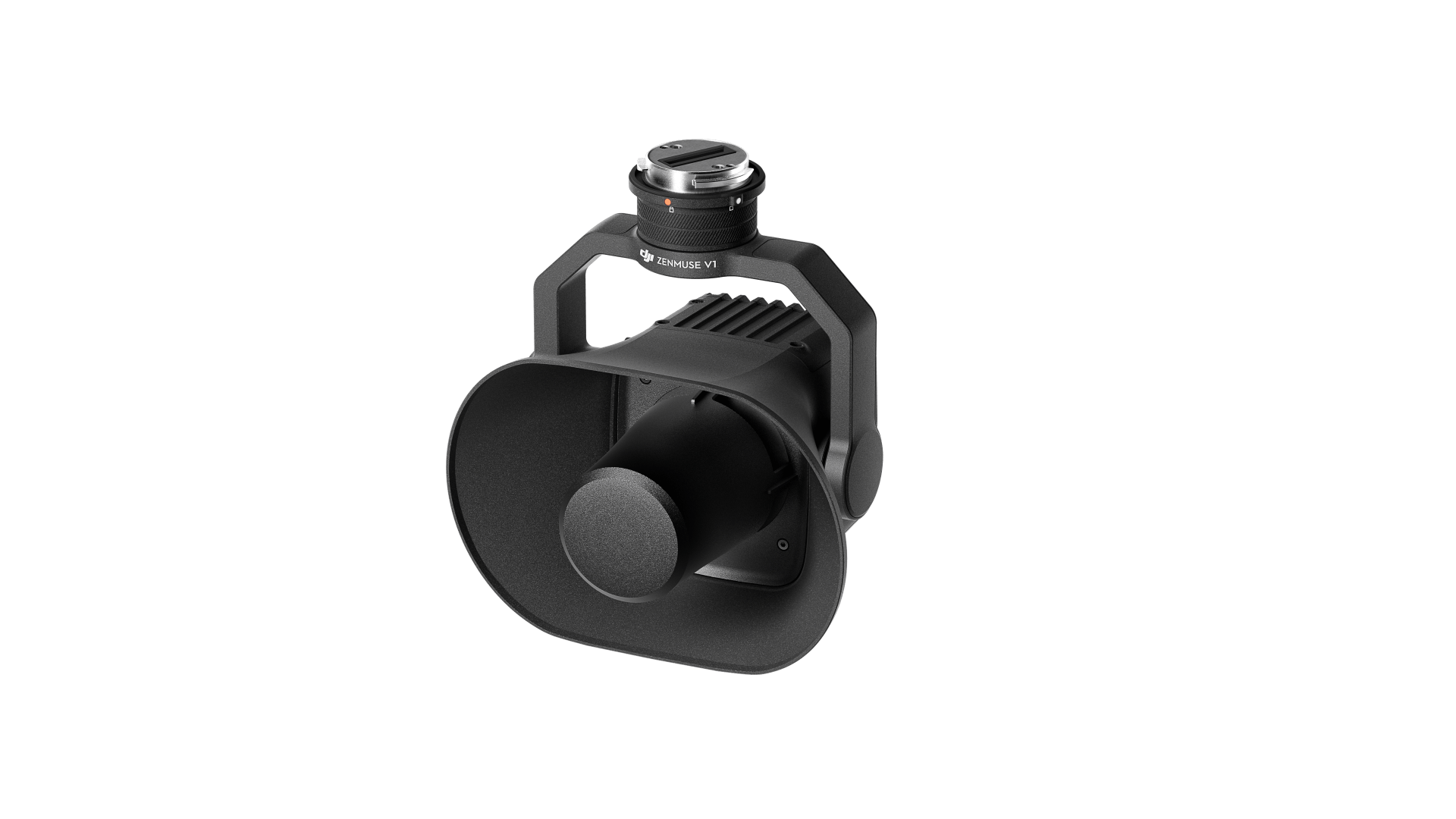 The DJI Zenmuse V1 speaker on a downard left-facing angle.