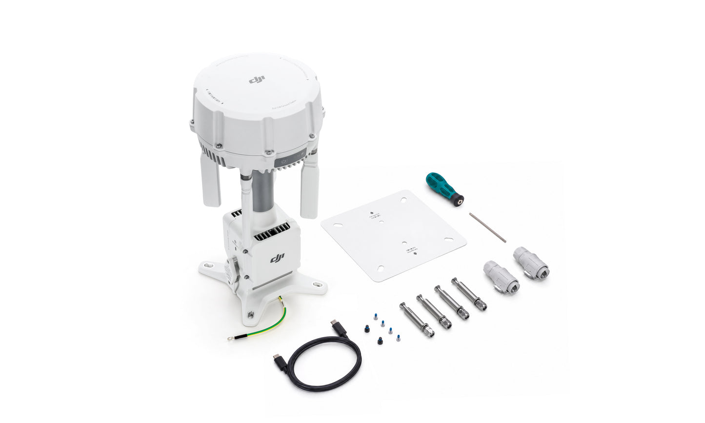 Everything included with the DJI O4 Ground Station from a top-down, angled view