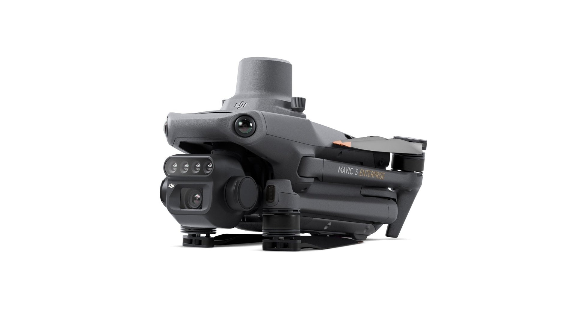 DJI Mavic 3M folded and leftward facing.