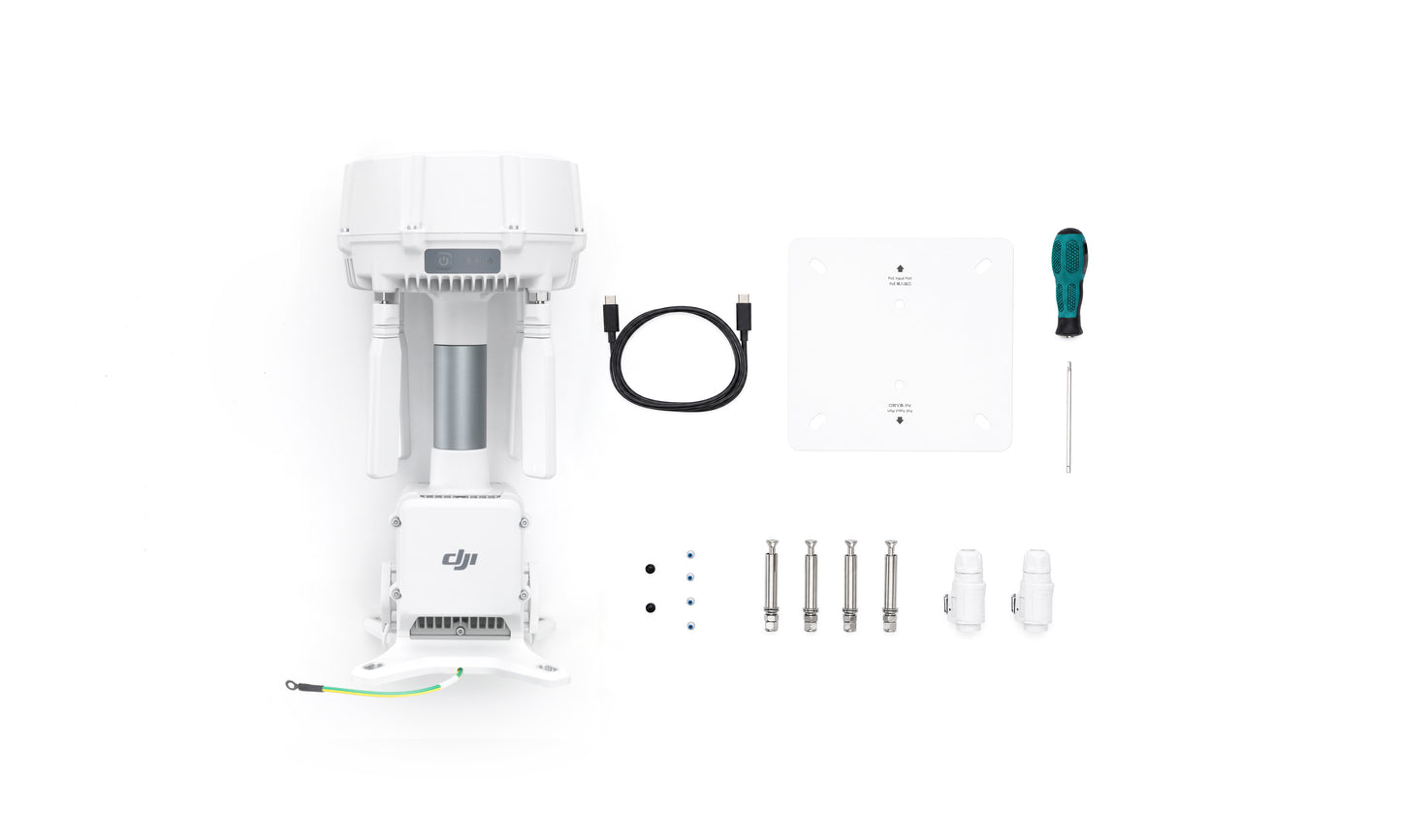 Everything included with the DJI O4 Ground Station from a top-down view